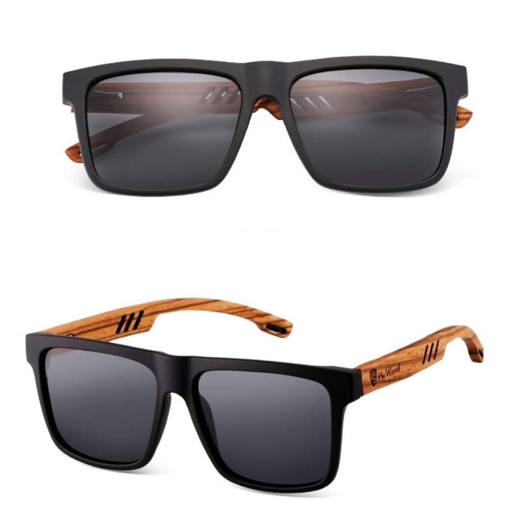 Polarised Men's Wooden Sunglasses with Square Design