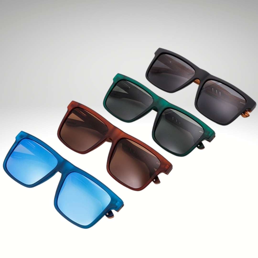 Polarised Men's Wooden Sunglasses with Square Design