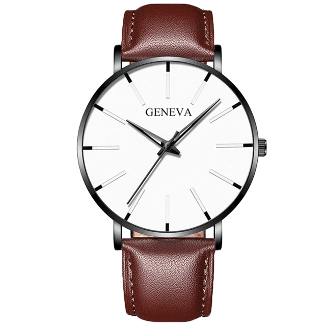 Men's Leather Watch - Geneva