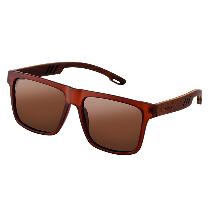 Polarised Men's Wooden Sunglasses with Square Design