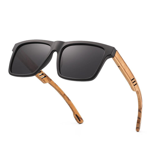 Polarised Men's Wooden Sunglasses with Square Design