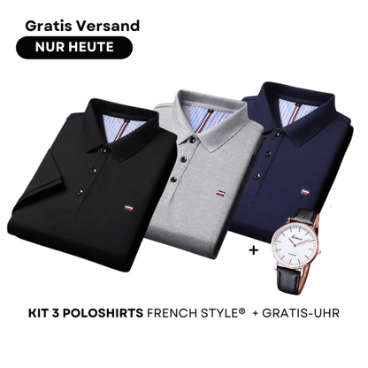 Kit of 3 French Style Polo Shirts + Free Watch