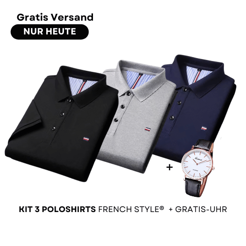 Kit of 3 French Style Polo Shirts + Free Watch