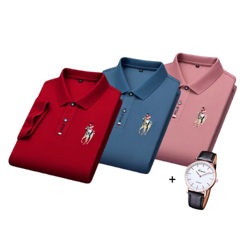 Kit of 3 Portuga® Polo Shirts + Free Watch