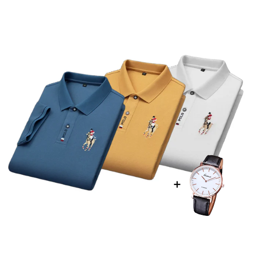 Kit of 3 Portuga® Polo Shirts + Free Watch