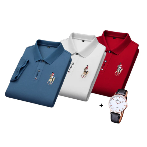 Kit of 3 Portuga® Polo Shirts + Free Watch