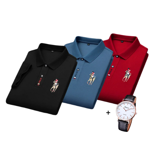 Kit of 3 Portuga® Polo Shirts + Free Watch